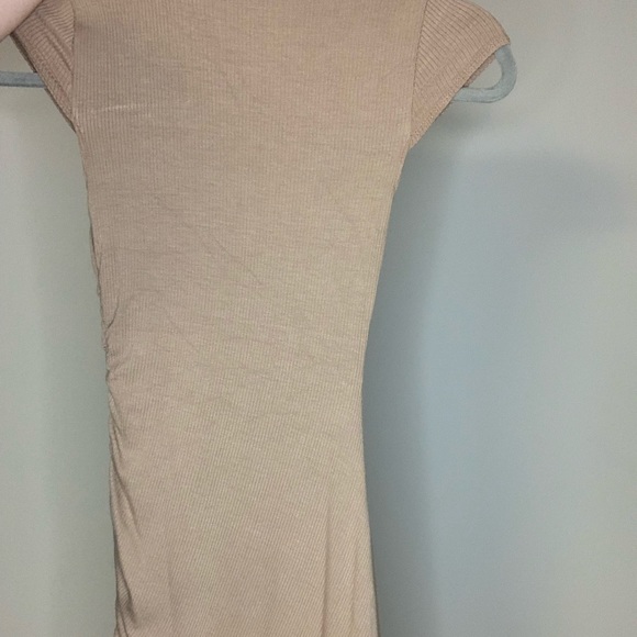 Tan Ribbed Mini Dress - Picture 2 of 4